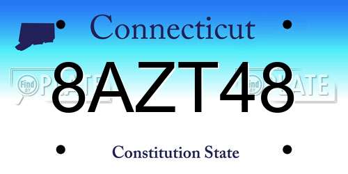 8AZT48 Connecticut License Plate