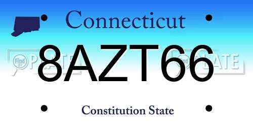 8AZT66 Connecticut License Plate