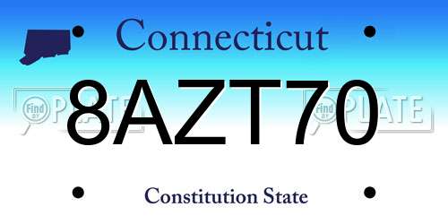 8AZT70 Connecticut License Plate