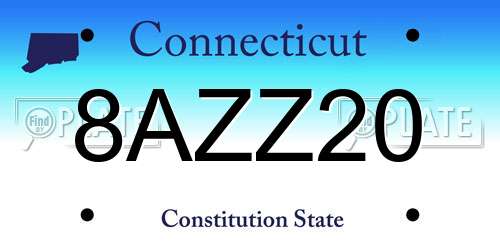 8AZZ20 Connecticut License Plate
