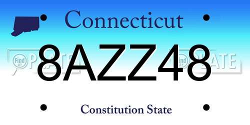 8AZZ48 Connecticut License Plate