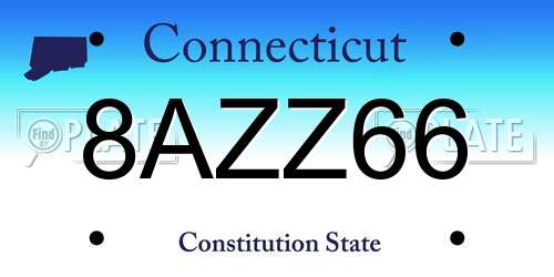 8AZZ66 Connecticut License Plate
