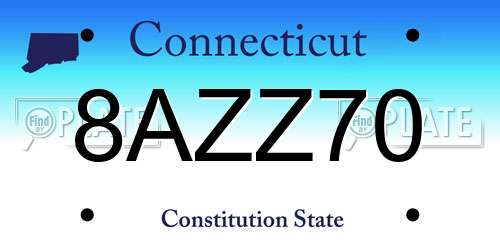 8AZZ70 Connecticut License Plate