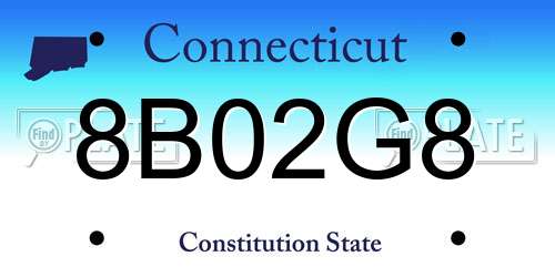 8B02G8 Connecticut License Plate
