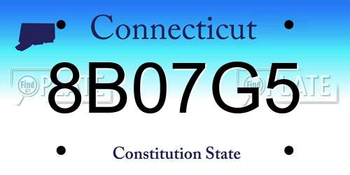 8B07G5 Connecticut License Plate