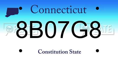 8B07G8 Connecticut License Plate