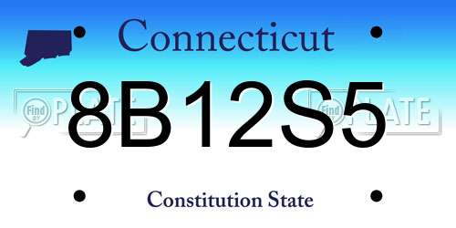 8B12S5 Connecticut License Plate