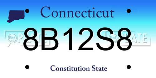 8B12S8 Connecticut License Plate