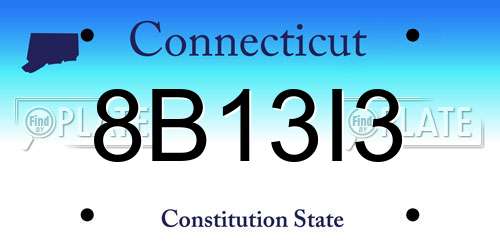 8B13I3 Connecticut License Plate