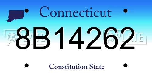 8B14262 Connecticut License Plate