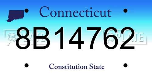 8B14762 Connecticut License Plate