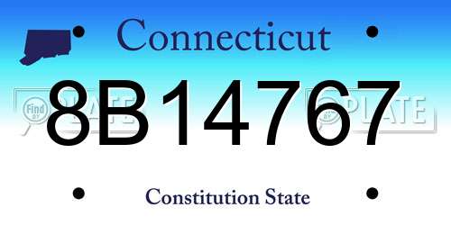 8B14767 Connecticut License Plate