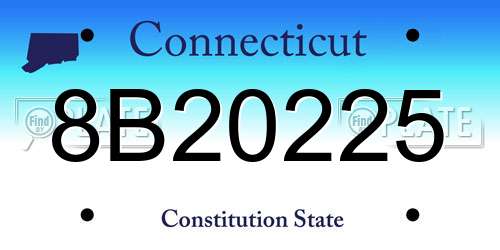 8B20225 Connecticut License Plate
