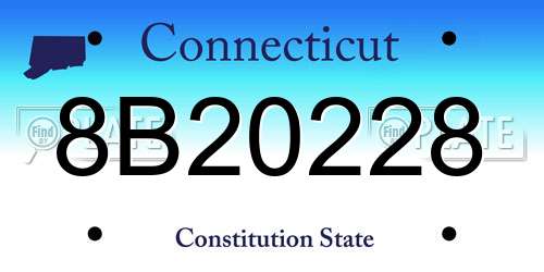 8B20228 Connecticut License Plate