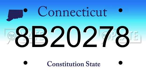 8B20278 Connecticut License Plate