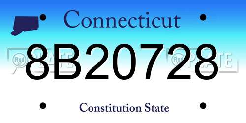 8B20728 Connecticut License Plate