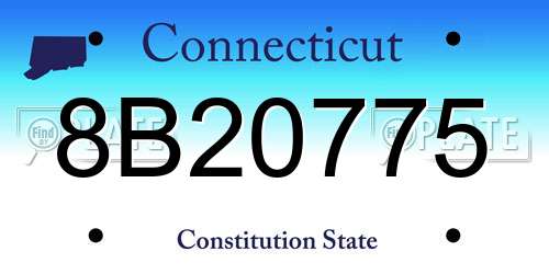 8B20775 Connecticut License Plate