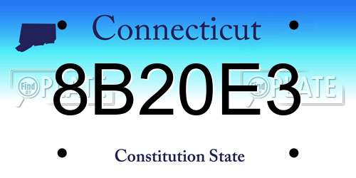 8B20E3 Connecticut License Plate