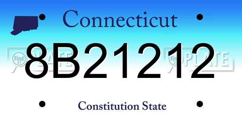8B21212 Connecticut License Plate
