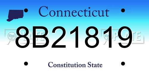8B21819 Connecticut License Plate