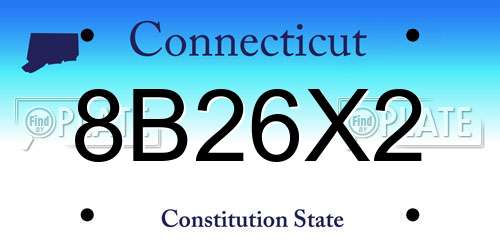 8B26X2 Connecticut License Plate