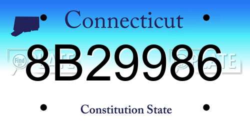 8B29986 Connecticut License Plate