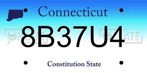 8B37U4 Connecticut License Plate