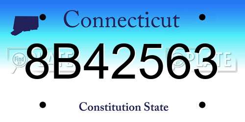 8B42563 Connecticut License Plate