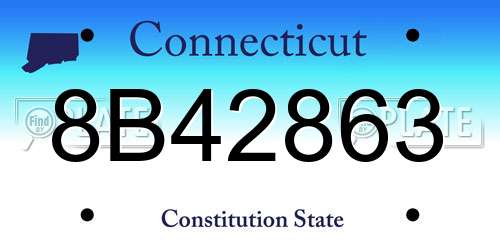 8B42863 Connecticut License Plate