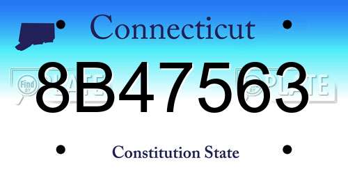 8B47563 Connecticut License Plate