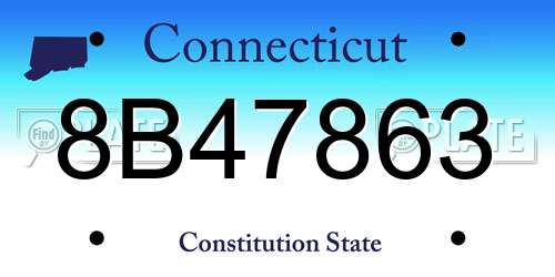 8B47863 Connecticut License Plate