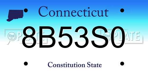 8B53S0 Connecticut License Plate
