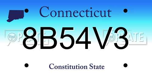 8B54V3 Connecticut License Plate