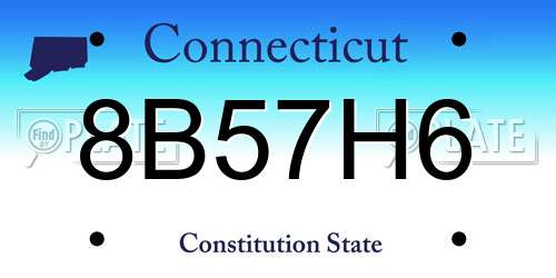 8B57H6 Connecticut License Plate