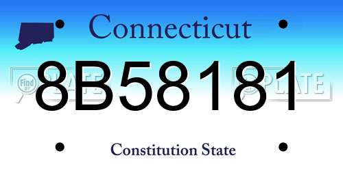 8B58181 Connecticut License Plate