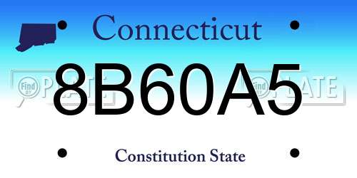 8B60A5 Connecticut License Plate