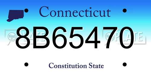 8B65470 Connecticut License Plate