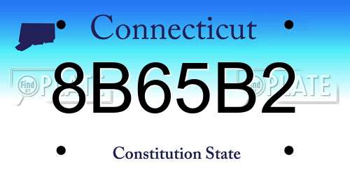 8B65B2 Connecticut License Plate