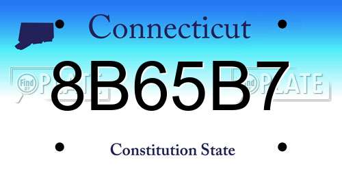 8B65B7 Connecticut License Plate