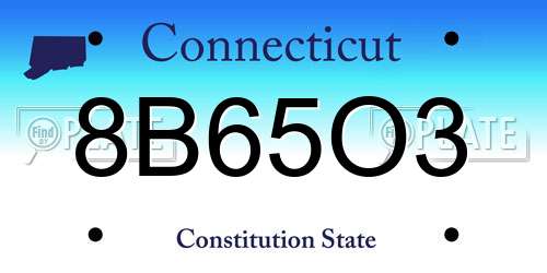 8B65O3 Connecticut License Plate