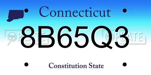 8B65Q3 Connecticut License Plate