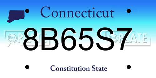 8B65S7 Connecticut License Plate