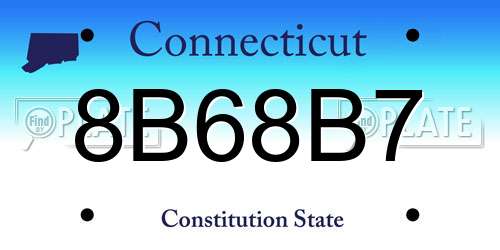 8B68B7 Connecticut License Plate