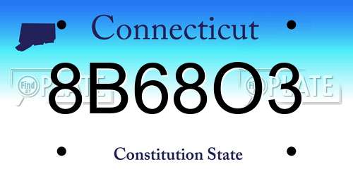 8B68O3 Connecticut License Plate