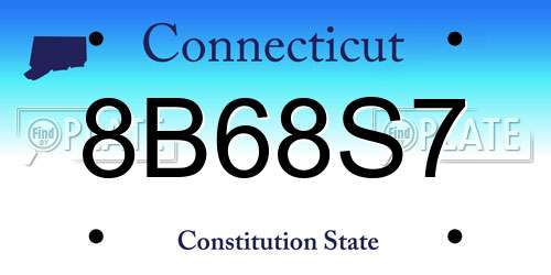 8B68S7 Connecticut License Plate