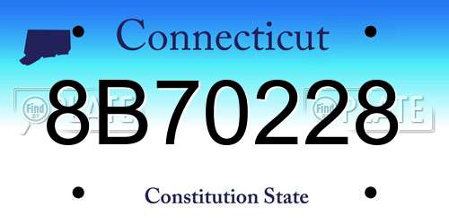 8B70228 Connecticut License Plate