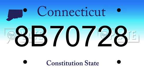 8B70728 Connecticut License Plate