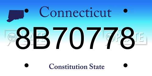 8B70778 Connecticut License Plate