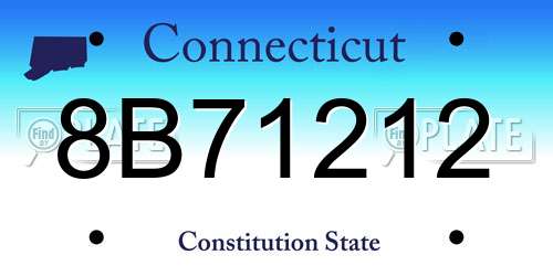 8B71212 Connecticut License Plate