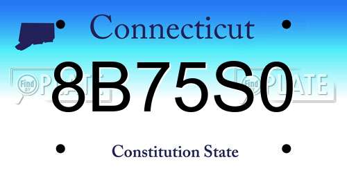 8B75S0 Connecticut License Plate